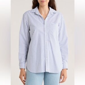 Frank & Eileen White Shirt with Blue Windowpane Check